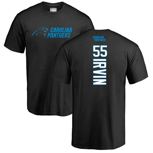 Carolina Panthers Men Black Bruce Irvin Backer NFL Football #55 T Shirt->carolina panthers->NFL Jersey